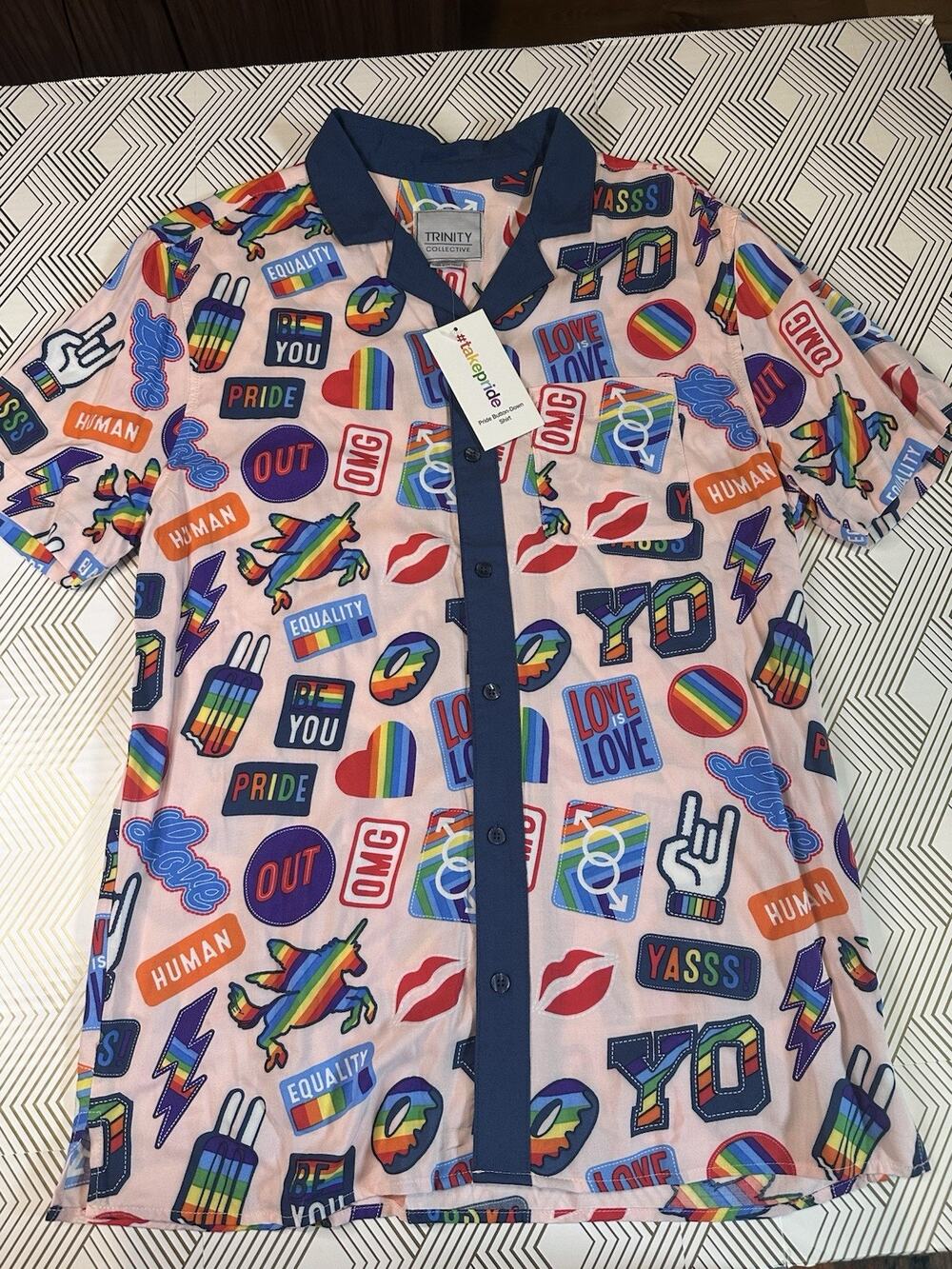 Take Pride Button Up Unisex Shirt /rainbow/ Pink/ Love Is Love /Equality